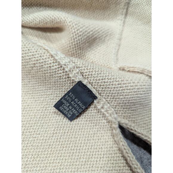 Classic Alpaca Tan Open Cable Knit Cardigan Sweater Small Made In Peru - Picture 5 of 6